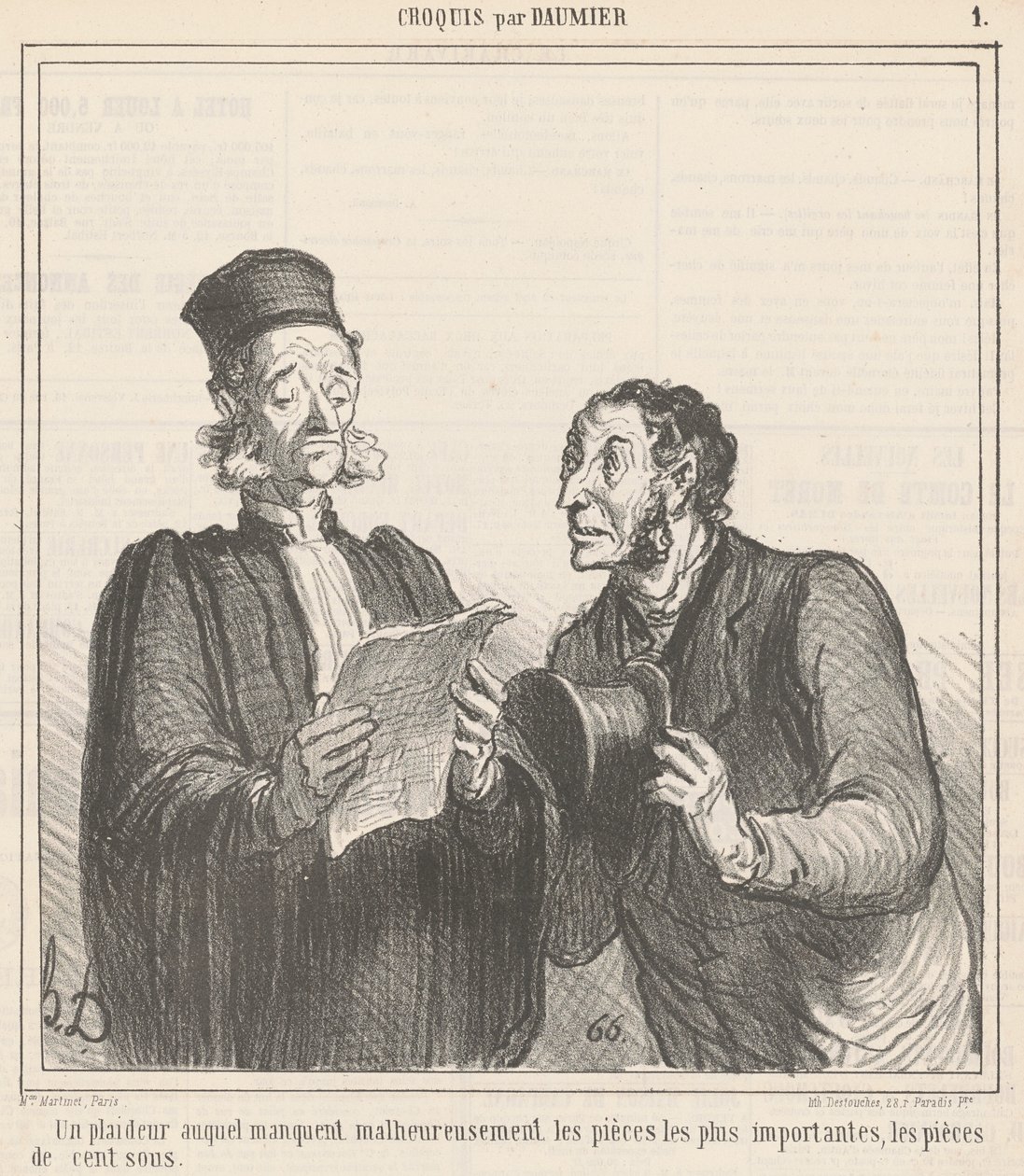 Een eiser die mist... door Honoré Daumier