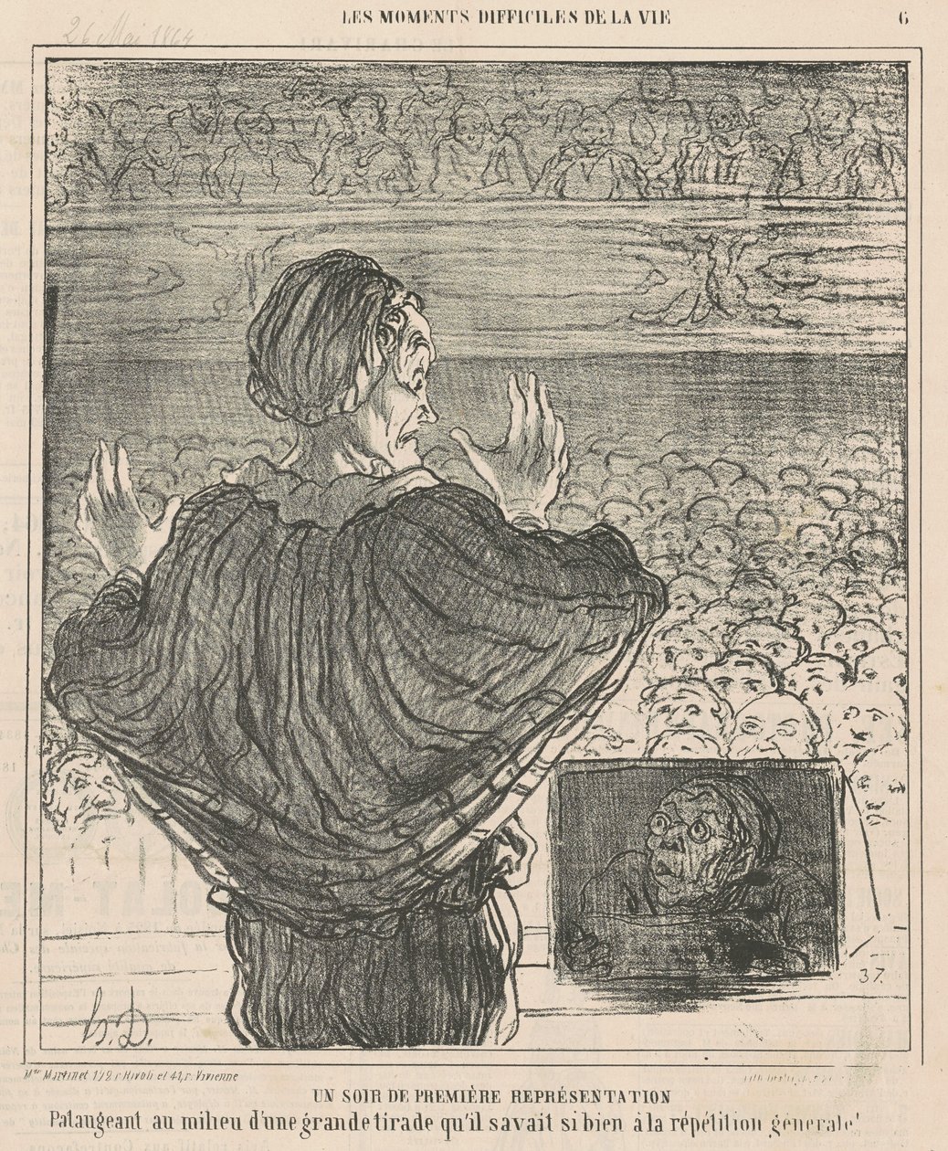 Een avond van eerste voorstelling door Honoré Daumier