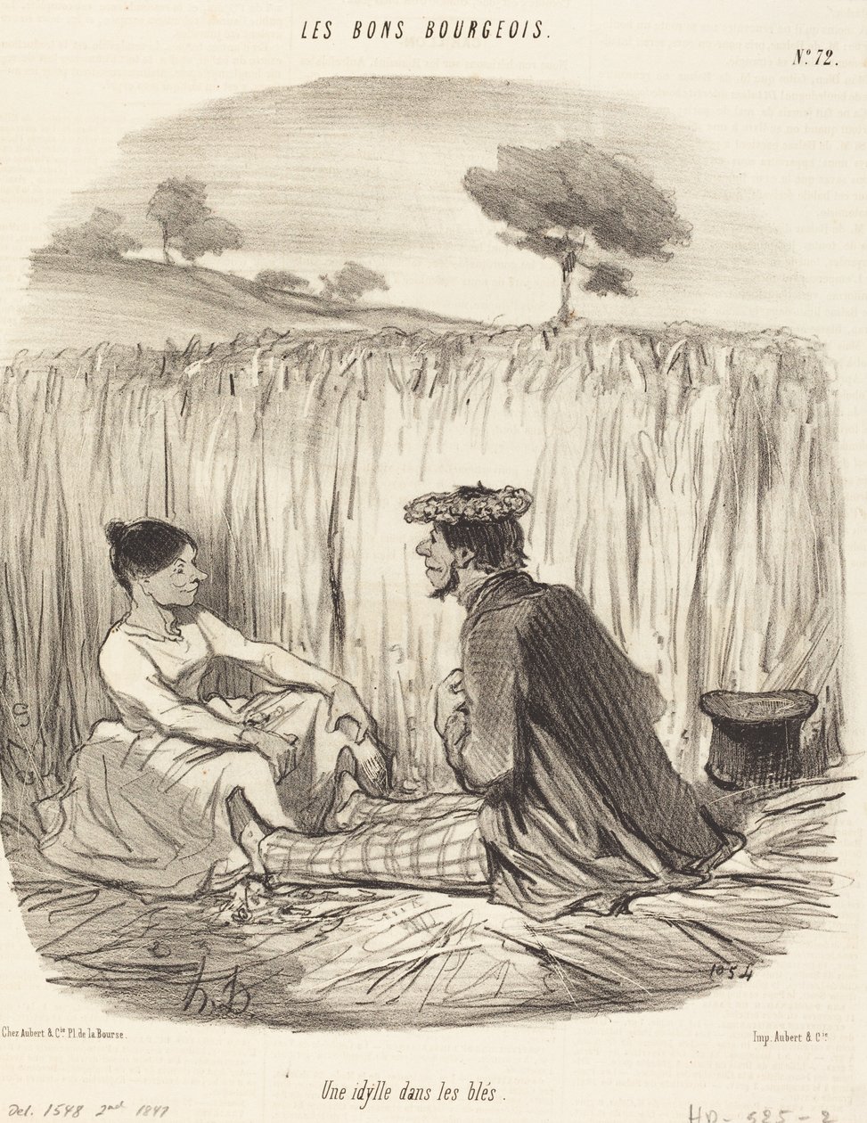 Een idylle in het koren door Honoré Daumier