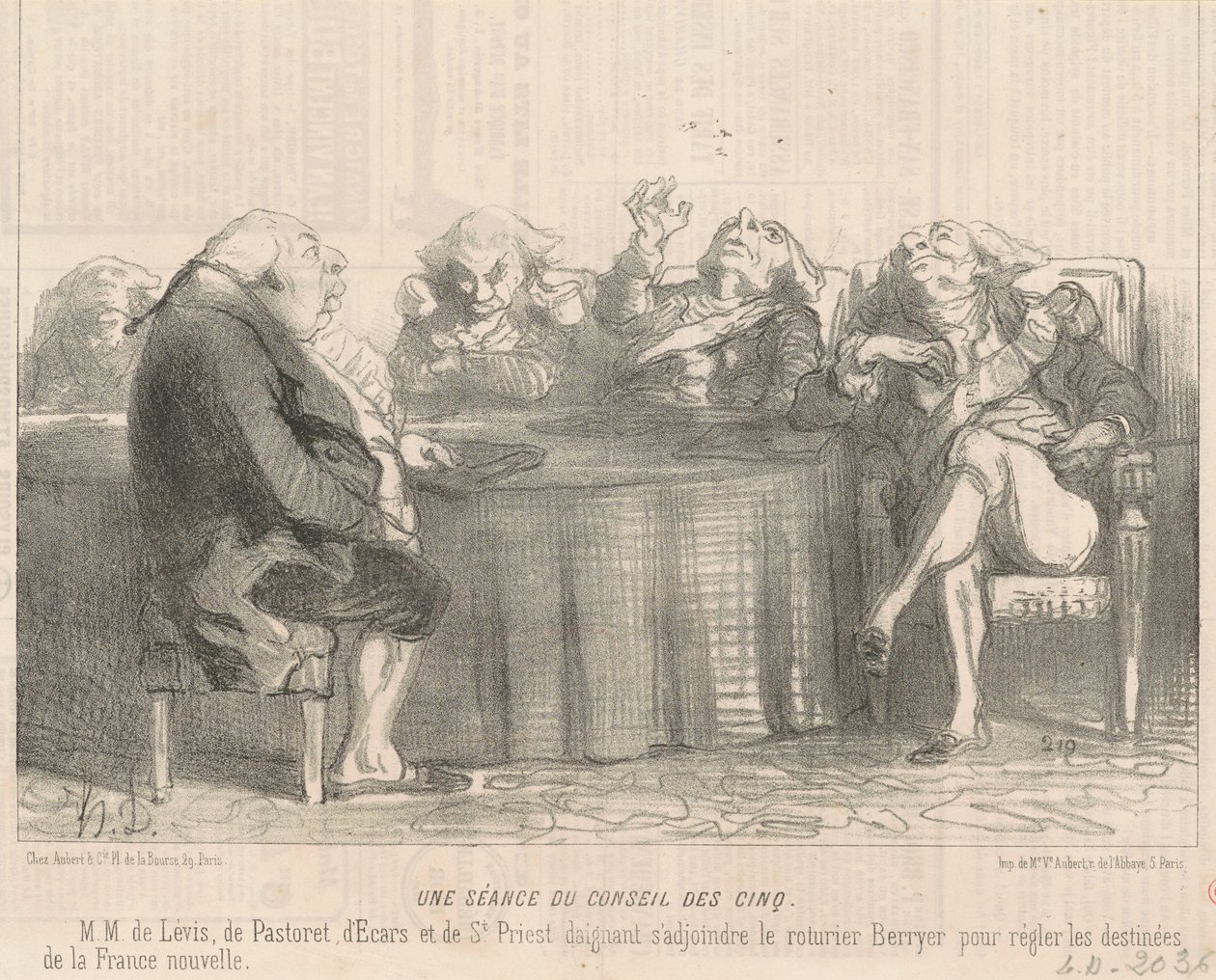 Een zitting van de raad van vijf door Honoré Daumier