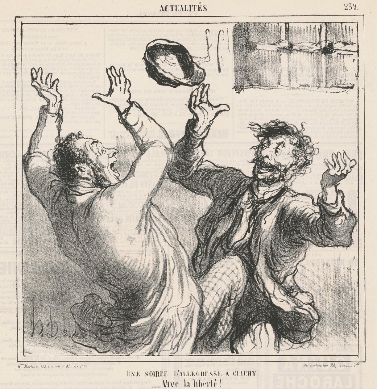Een avond van vreugde in Clichy door Honoré Daumier