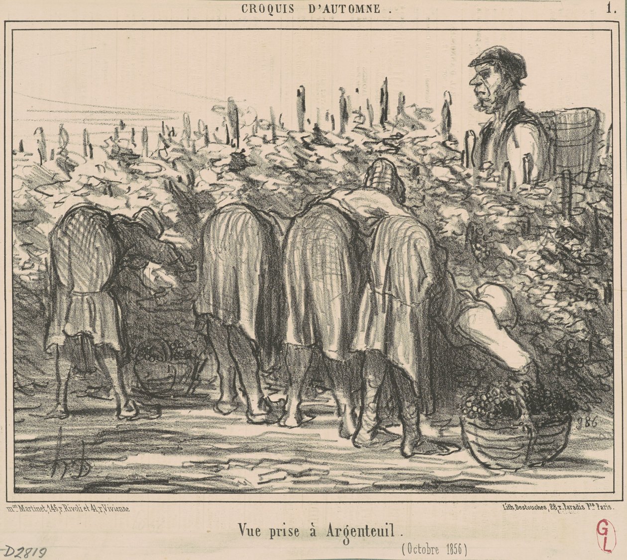 Uitzicht genomen in Argenteuil (Oktober 1856) door Honoré Daumier