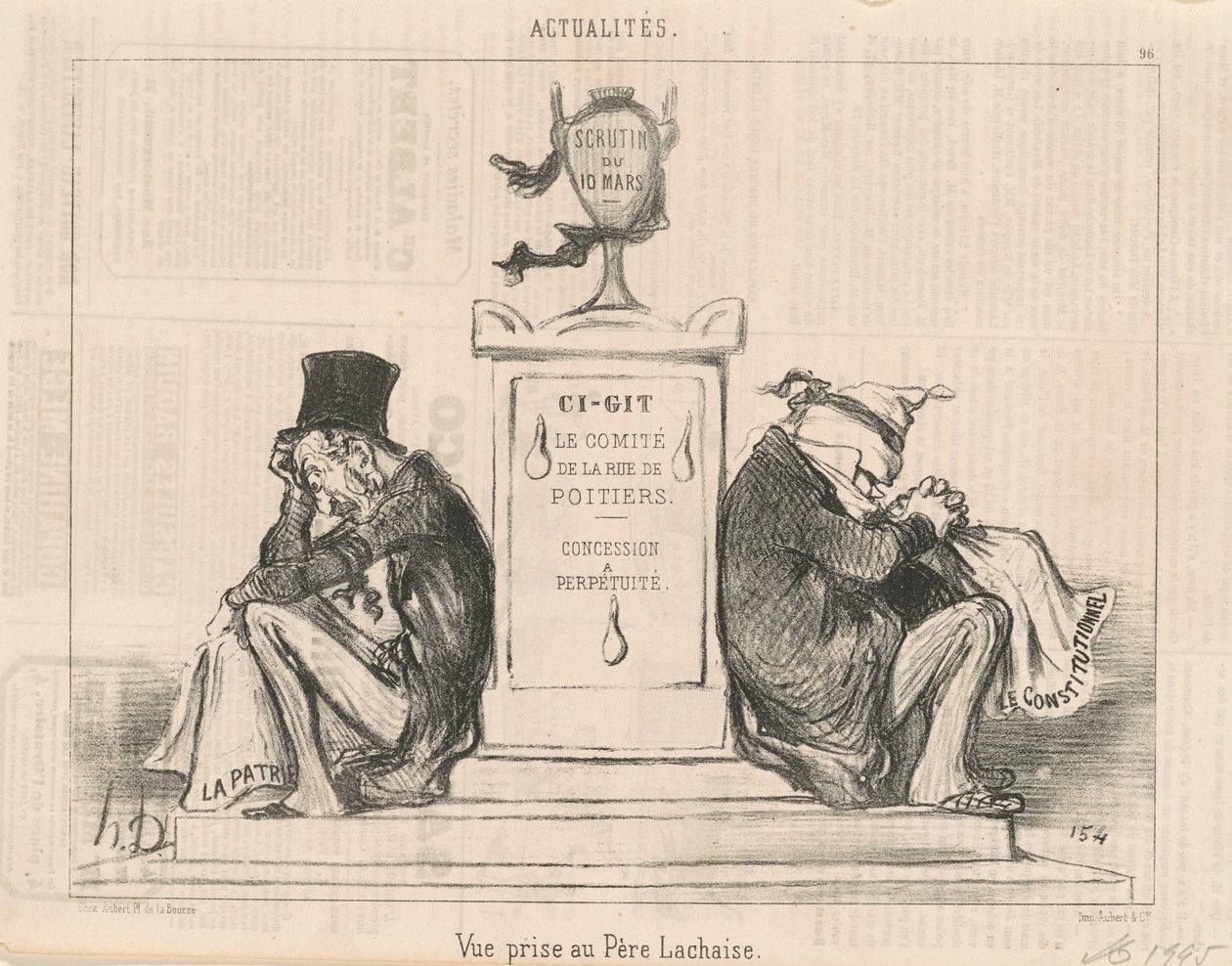 Gezicht genomen op Père Lachaise door Honoré Daumier