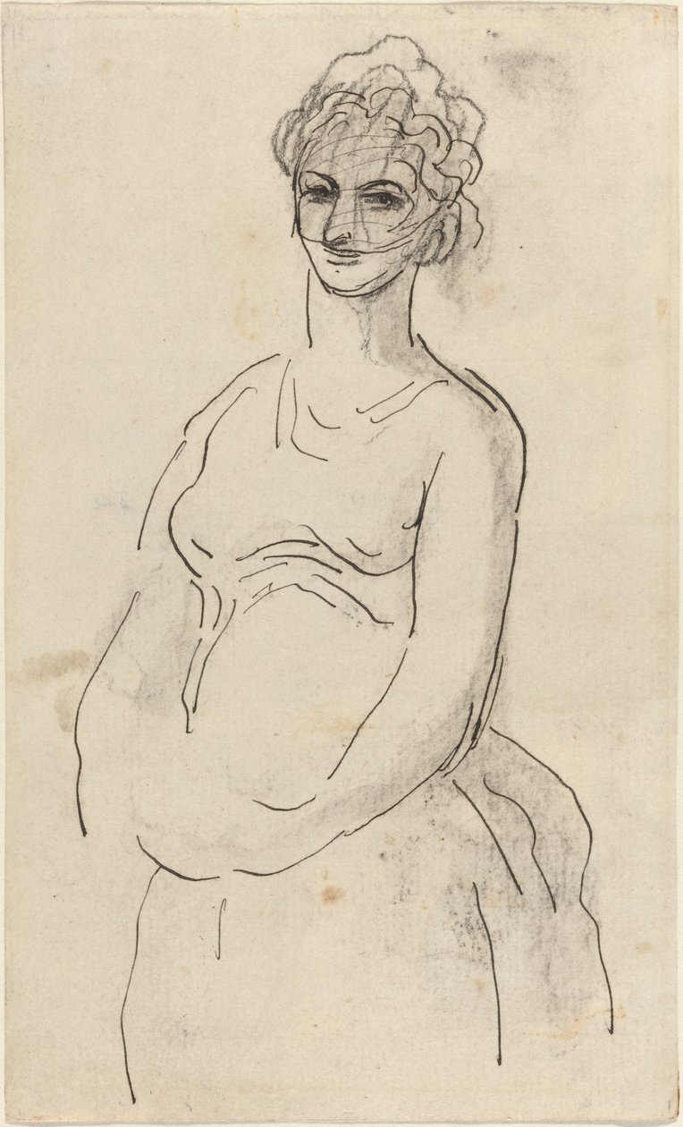 Vrouw met Sluier door Honoré Daumier