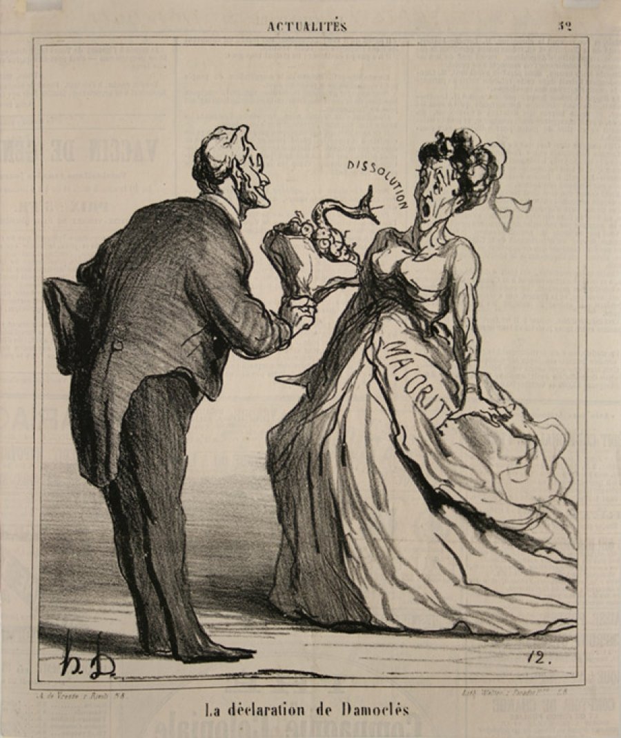 De verklaring van Damocles door Honoré Daumier