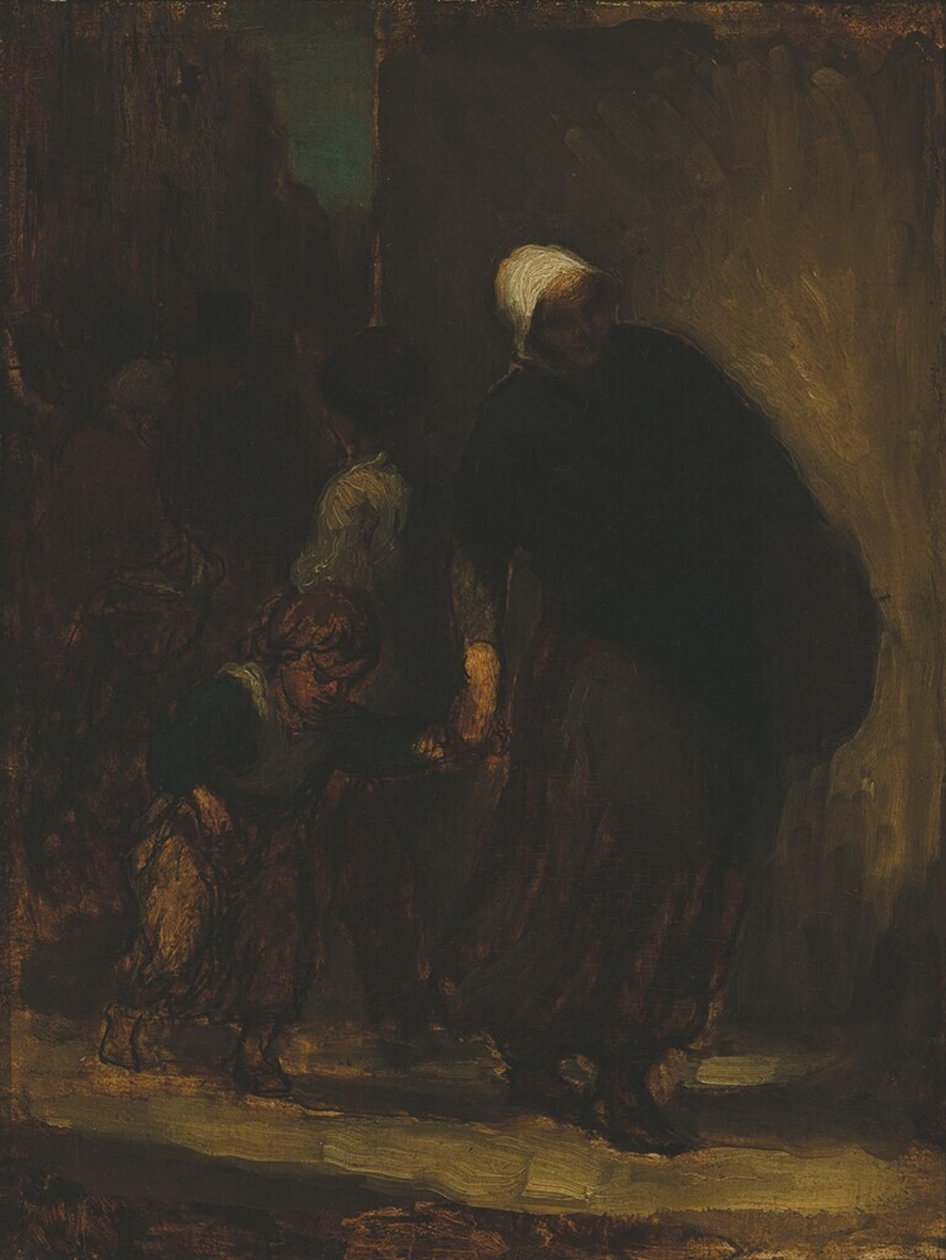 Straatbeeld, ca. 1864 (olieverf op paneel) door Honoré Daumier