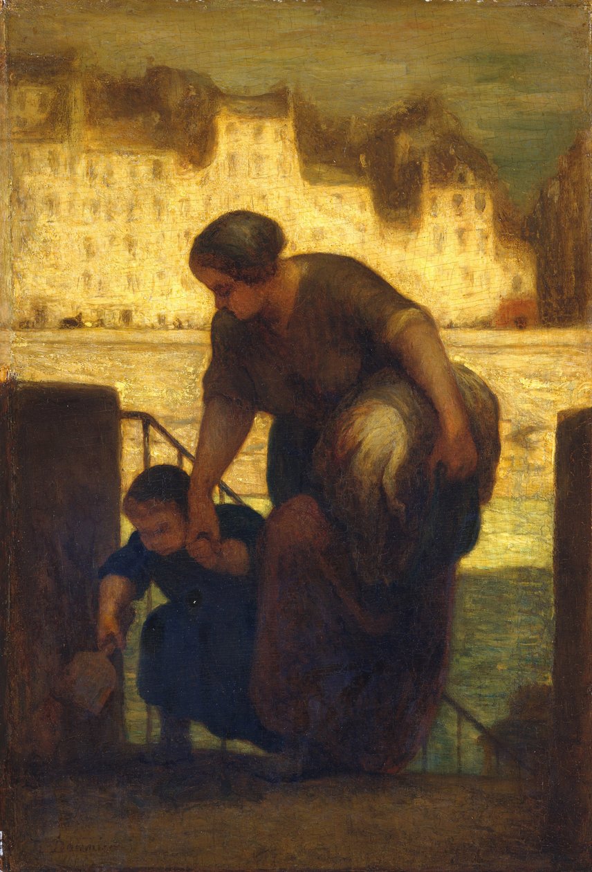 De wasvrouw, ca. 1863 door Honoré Daumier
