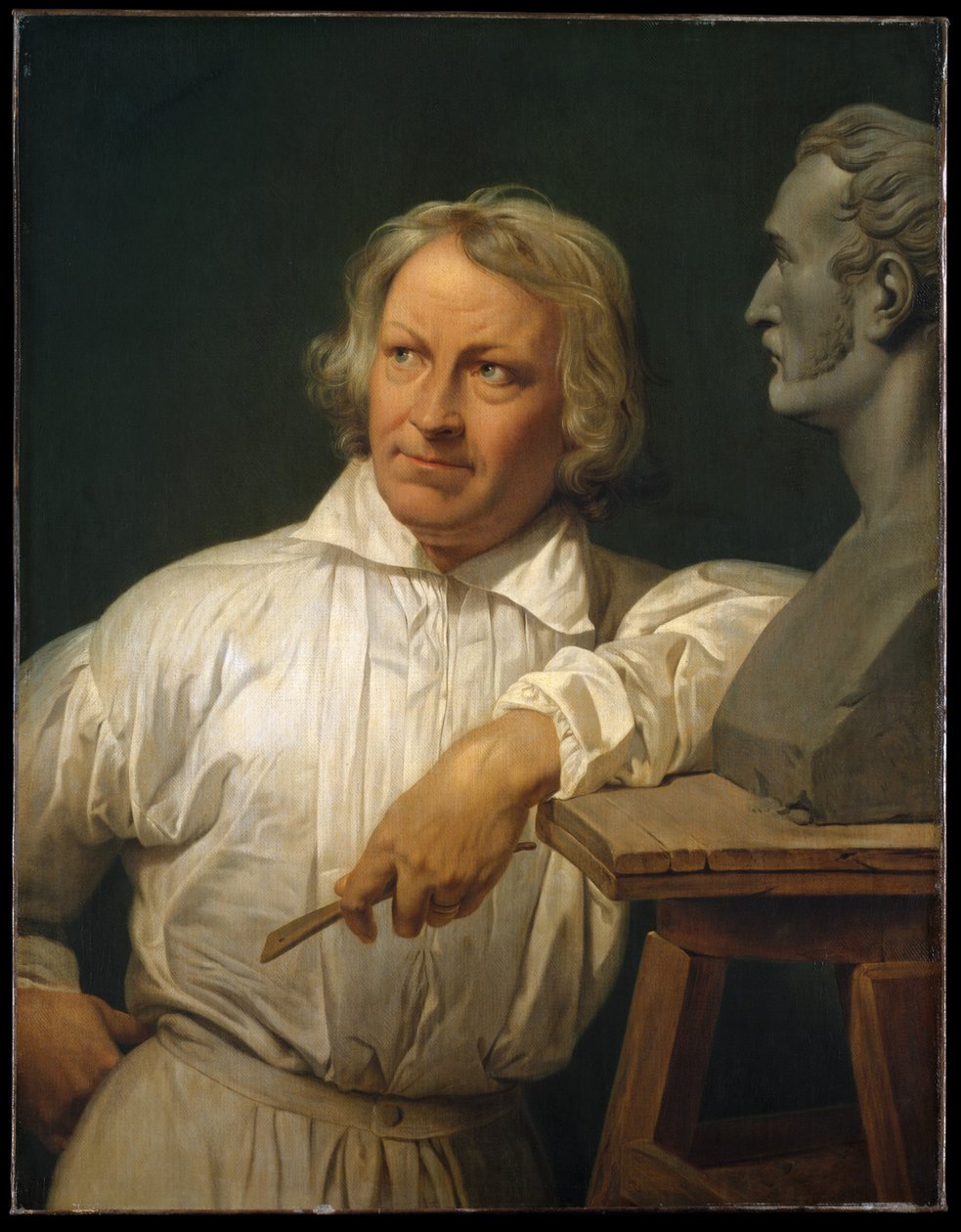 Bertel Thorvaldsen met de buste van Horace Vernet door Emile Jean Horace Vernet