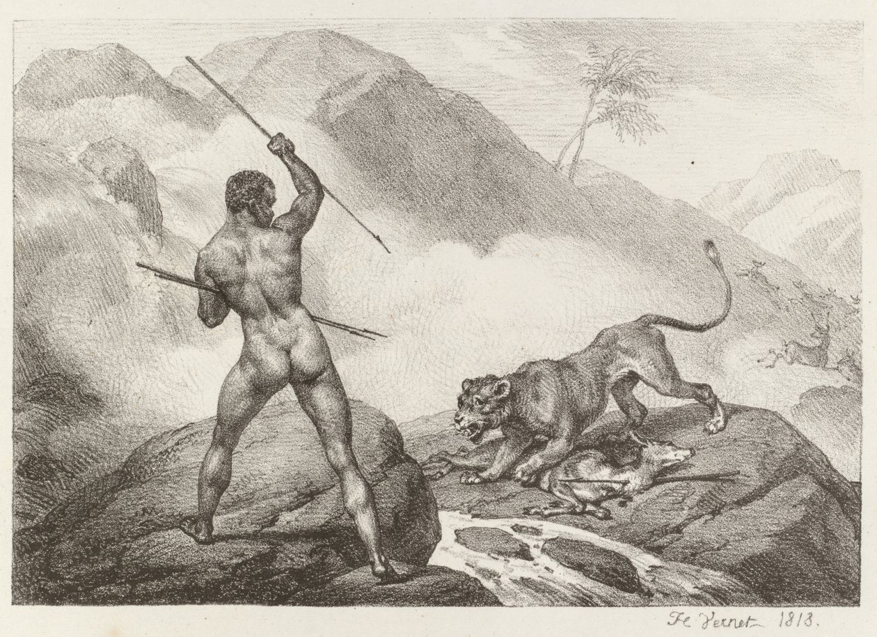 Afrikaanse jager Chasseur Africain, 1818 door Emile Jean Horace Vernet