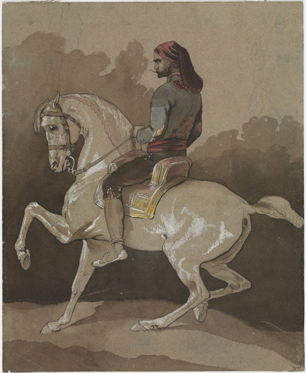 Arabier te paard, 1800s door Emile Jean Horace Vernet