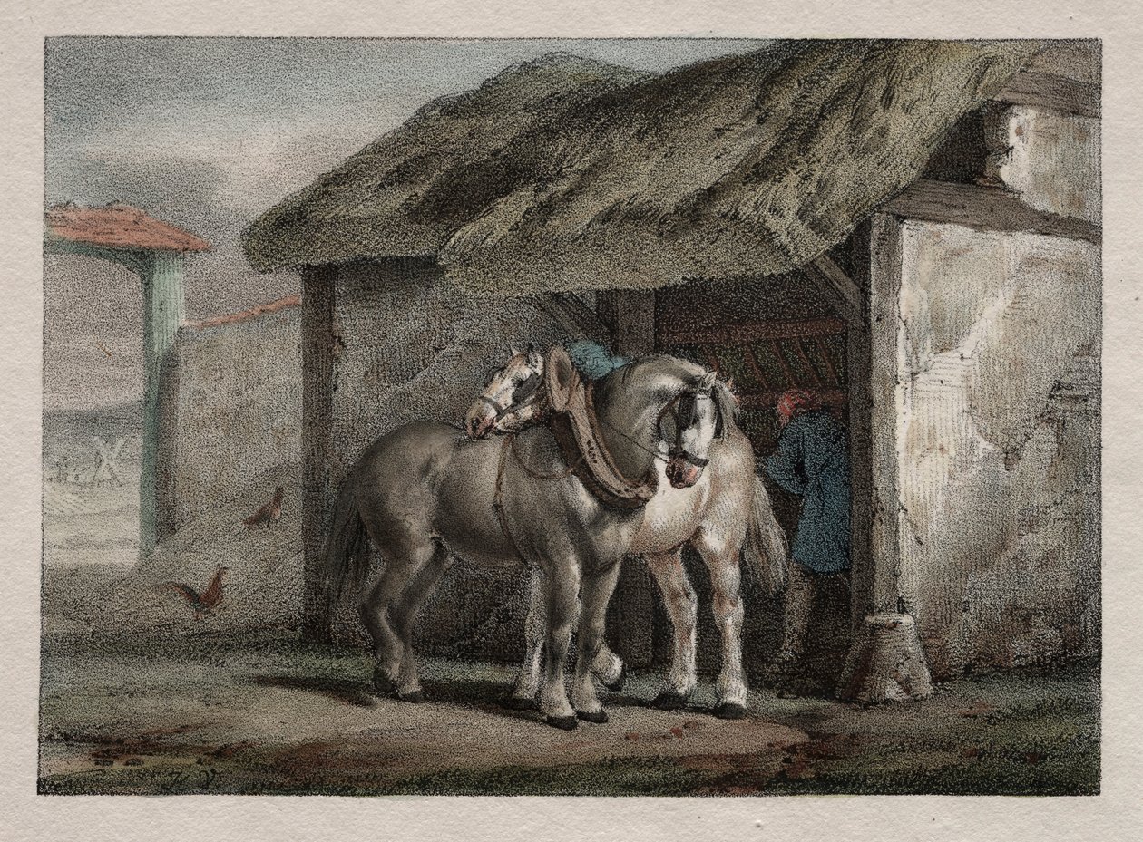 Boerenpaard door Emile Jean Horace Vernet
