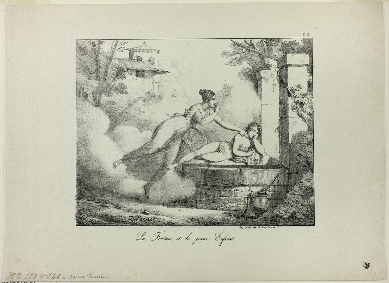 Fortuin en het jonge kind door Emile Jean Horace Vernet
