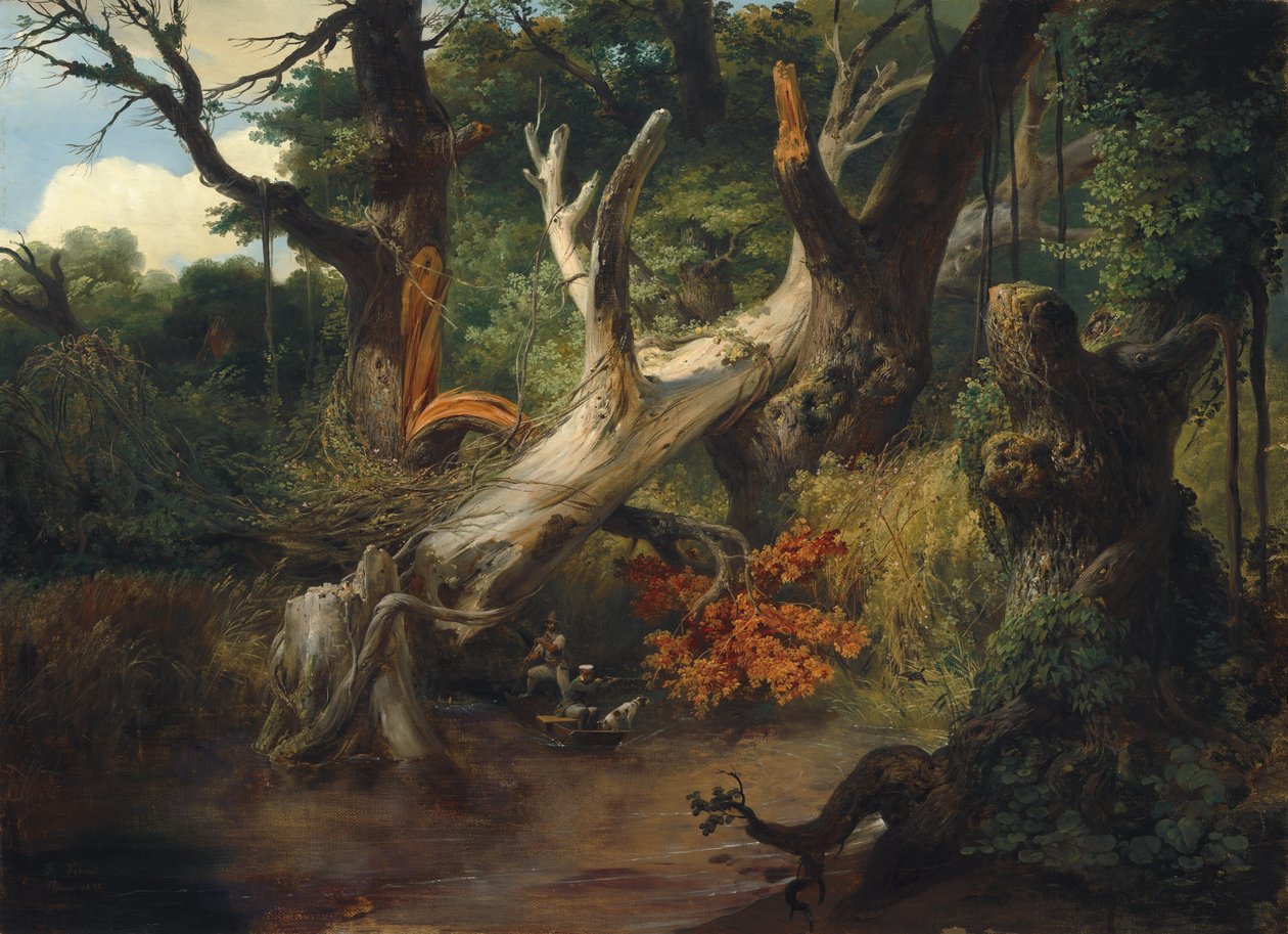 Jagen in de Pontijnse moerassen door Horace Vernet