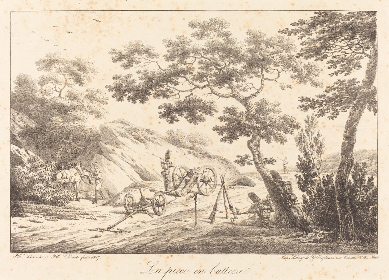 Het stuk in batterij door Emile Jean Horace Vernet