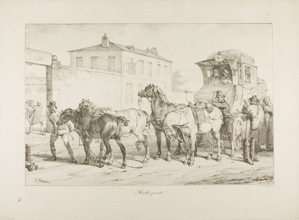 Postkoets door Emile Jean Horace Vernet