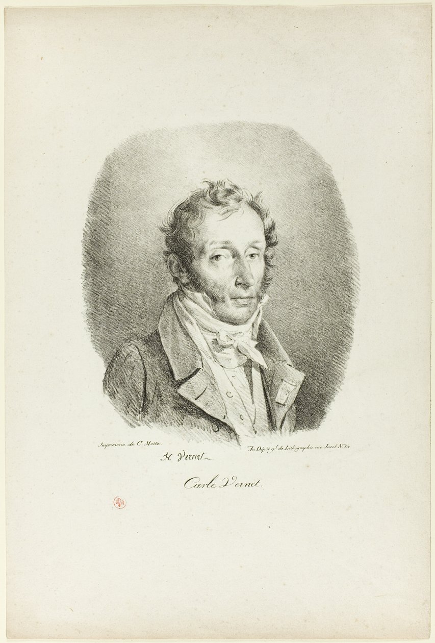 Portret van Carle Vernet door Emile Jean Horace Vernet