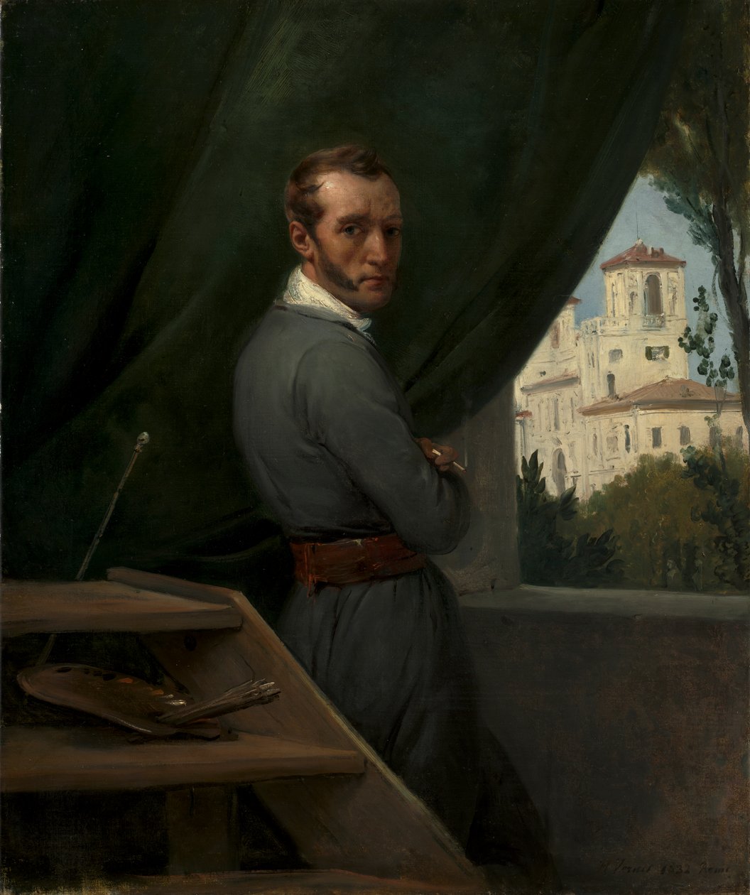 Zelfportret in Rome door Emile Jean Horace Vernet