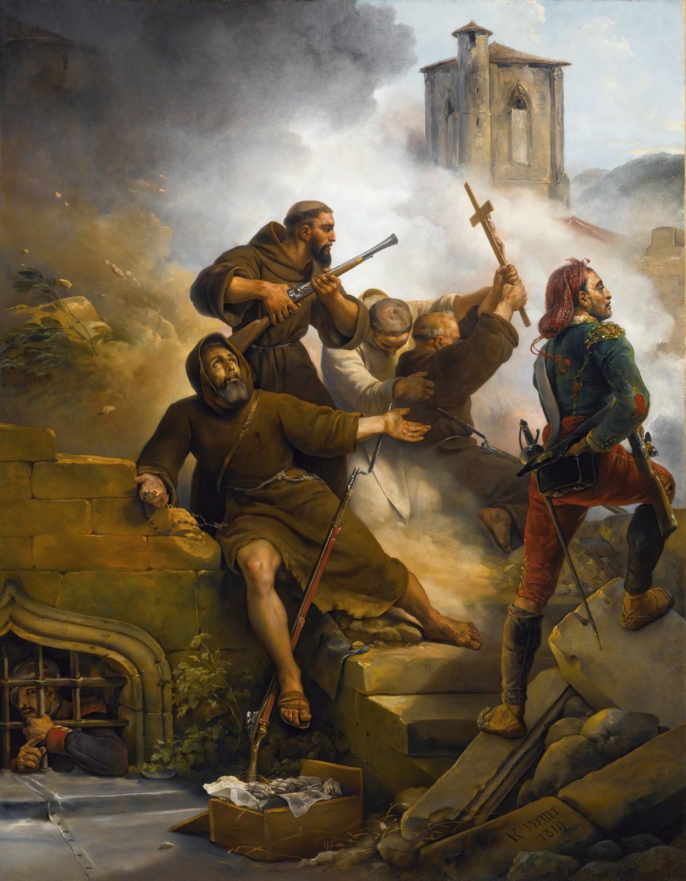 Het eerste beleg van Zaragoza door Emile Jean Horace Vernet