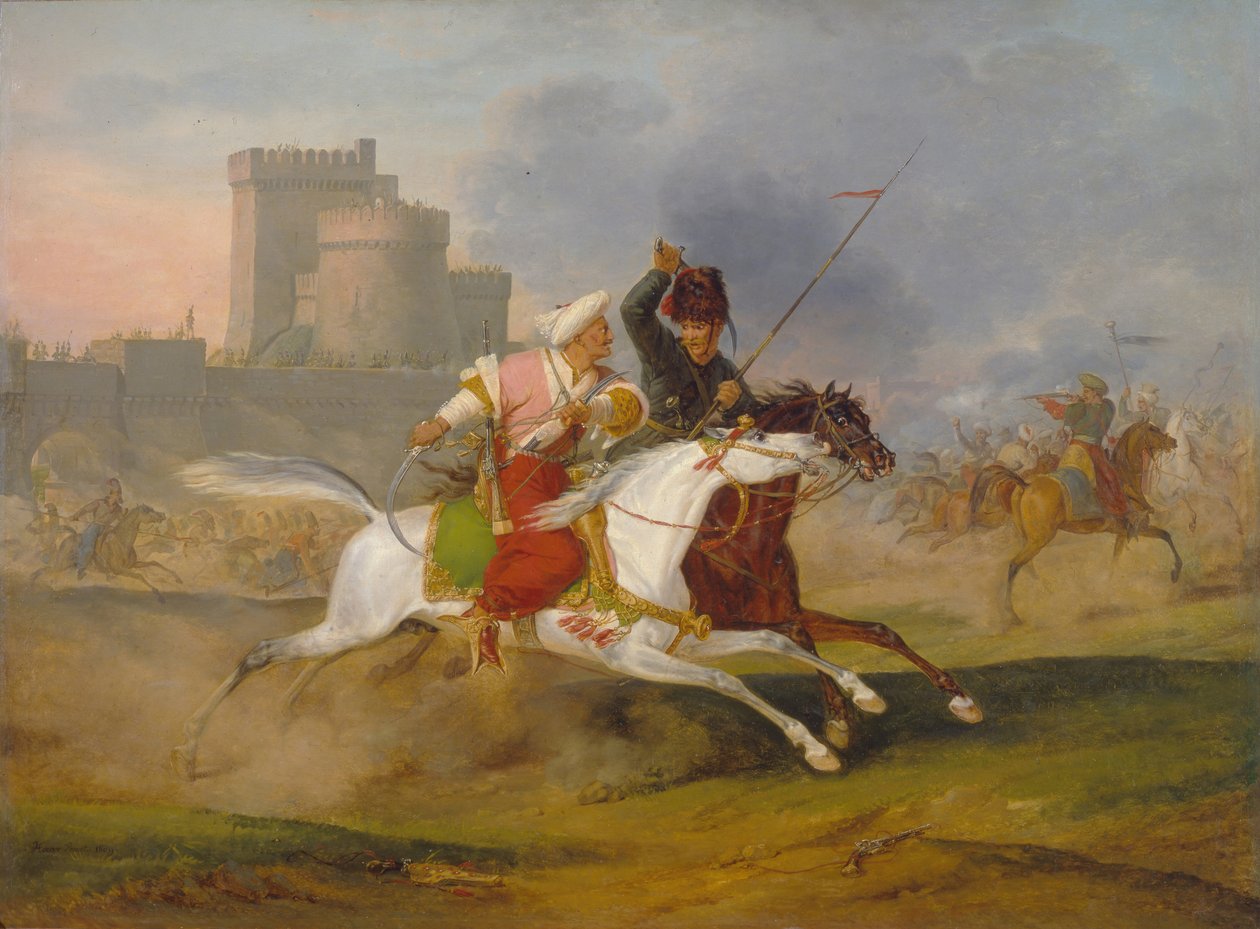 Turk en Kozak, 1809 door Emile Jean Horace Vernet