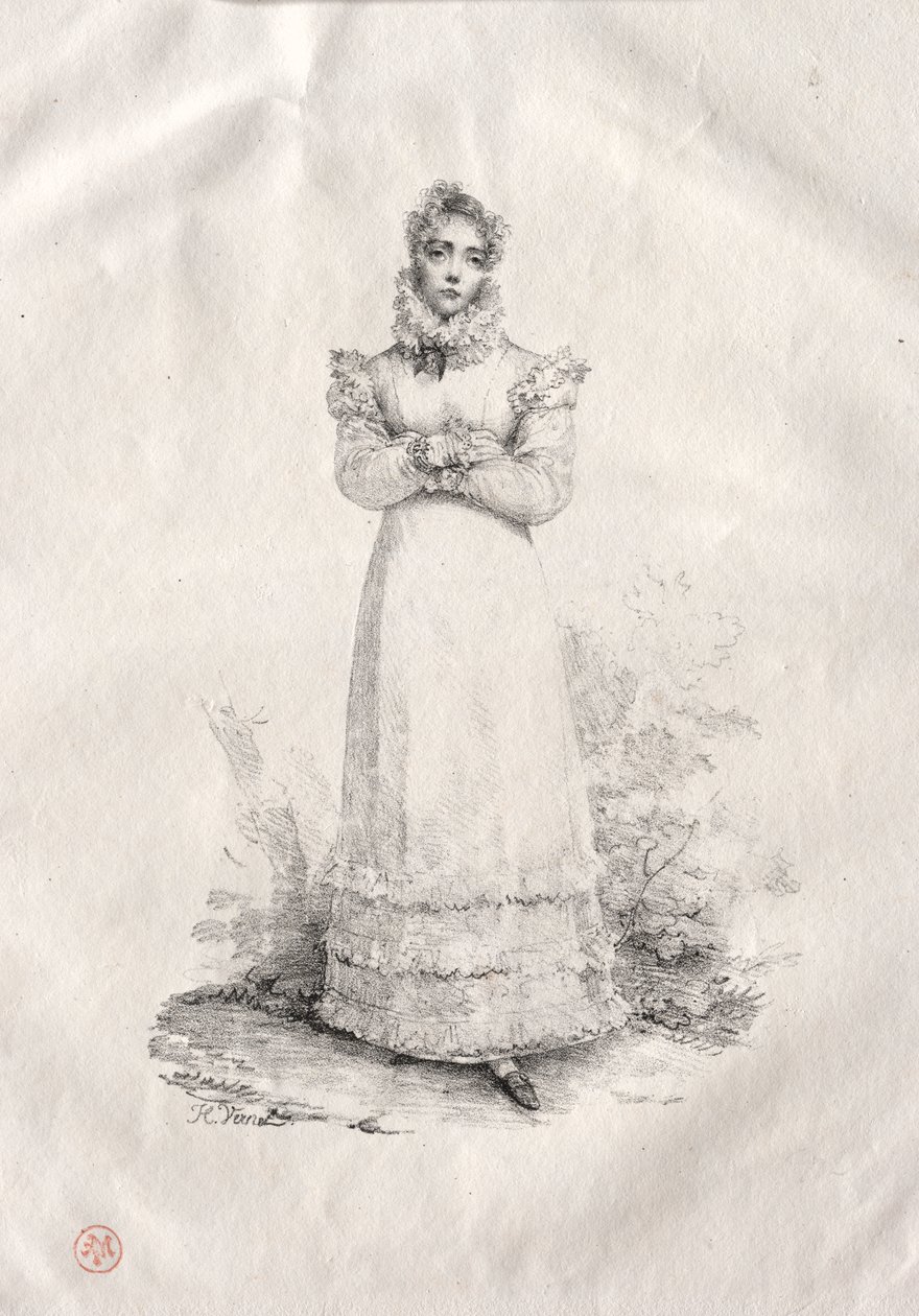 Staande Jonge Vrouw door Emile Jean Horace Vernet