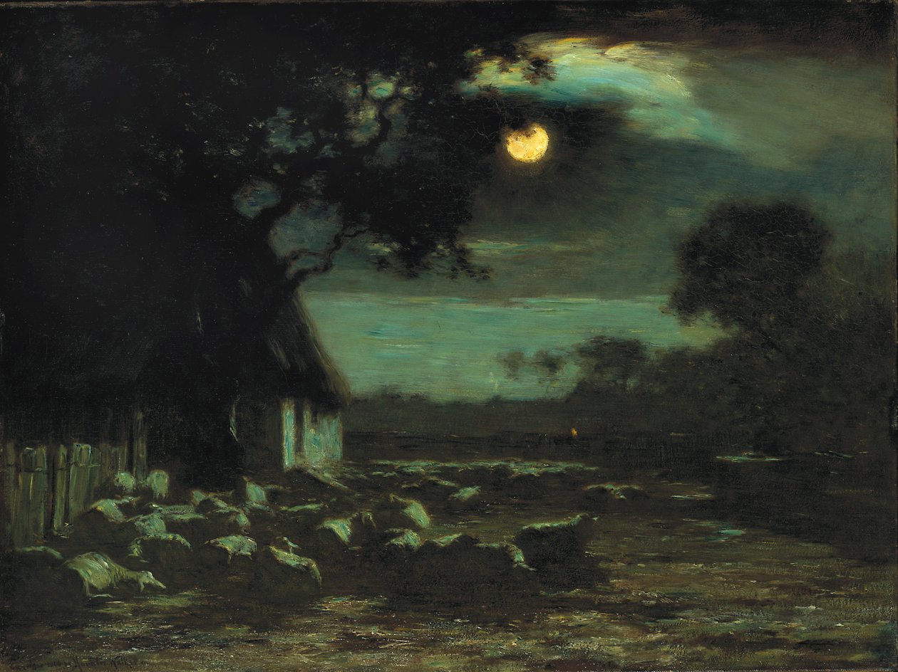 Schapenweide, Maanlicht door Horatio Walker