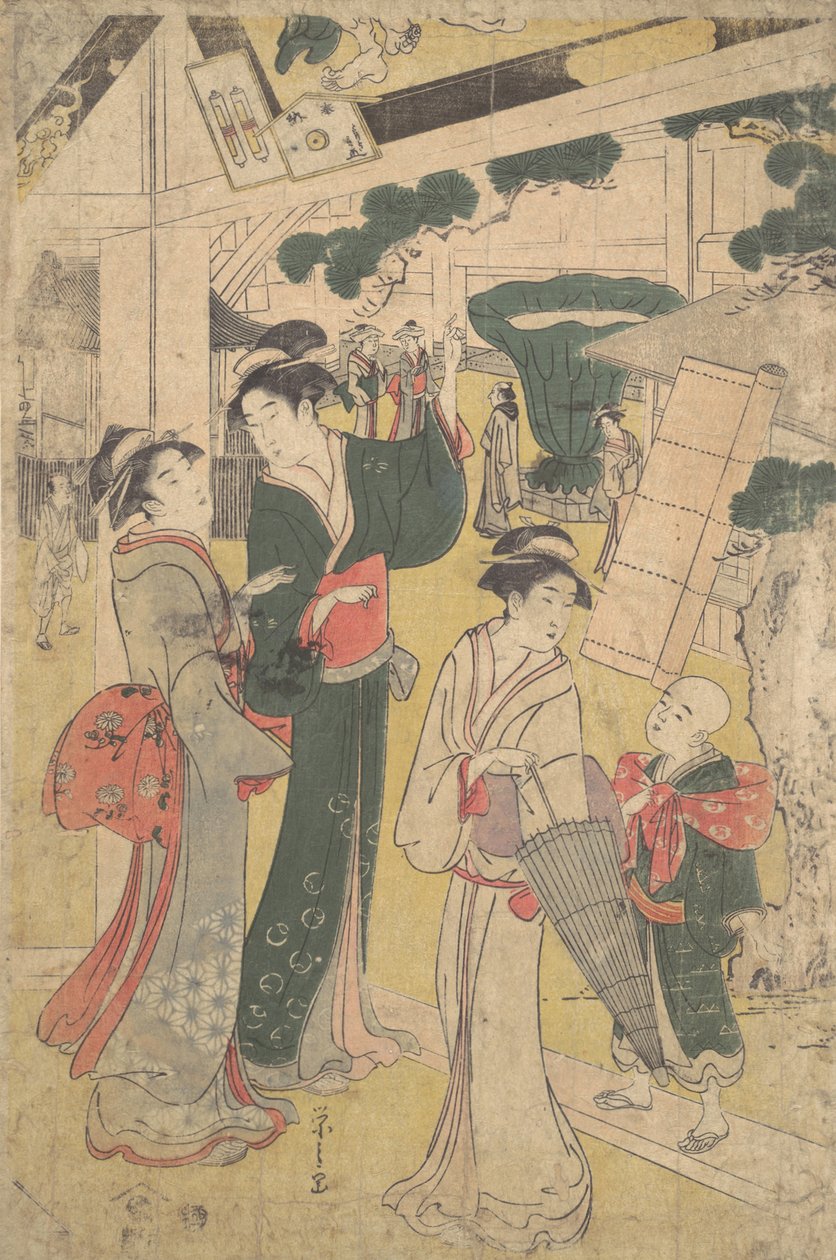 Groep vrouwen door Hosoda Eishi
