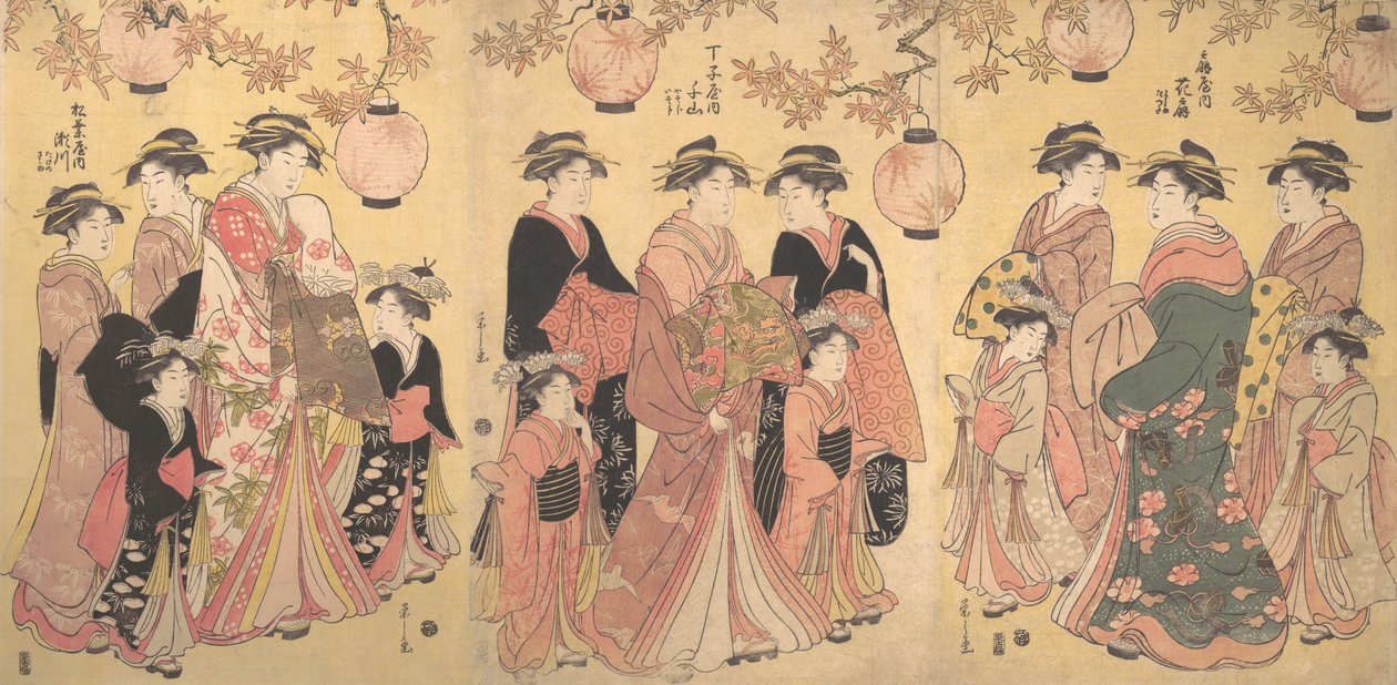 De Yoshiwara Parade in de Herfst, ca. 1793 door Hosoda Eishi