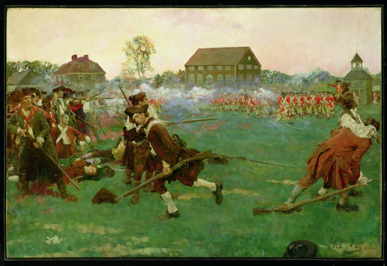 Het gevecht op Lexington Common, 19 april door Howard Pyle