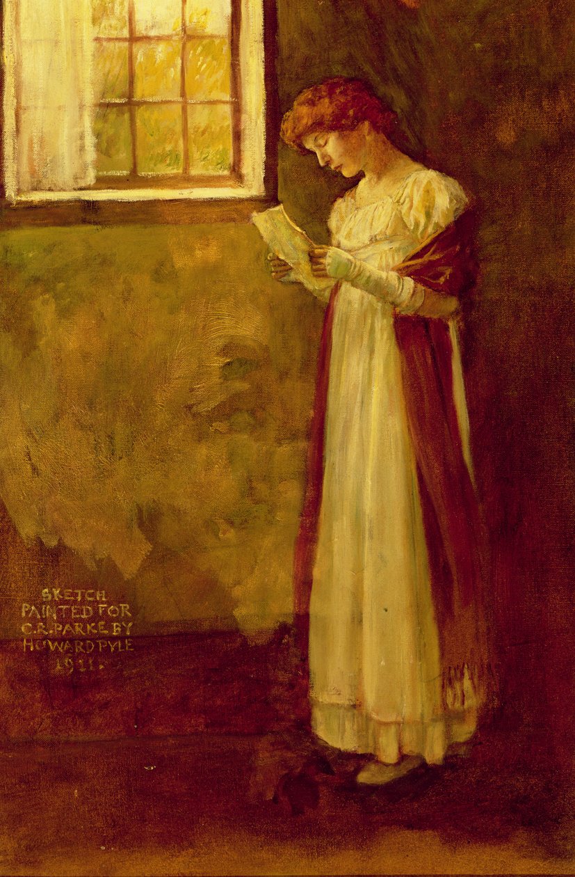 Zonder titel (Vrouw bij een raam) door Howard Pyle