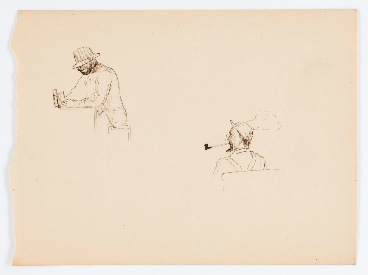 Zonder titel (Twee tekeningen van mannen) door Howard Russell Butler