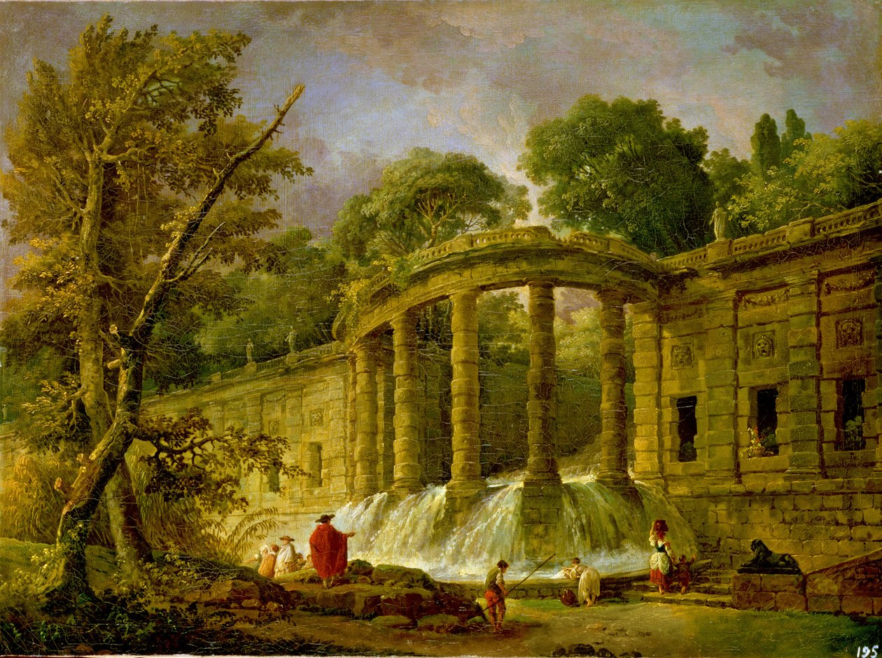 Paviljoen met Waterval, 1760 door Hubert Robert