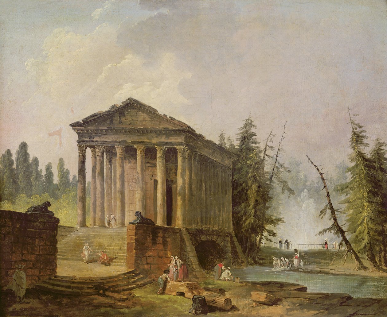 De oude tempel door Hubert Robert