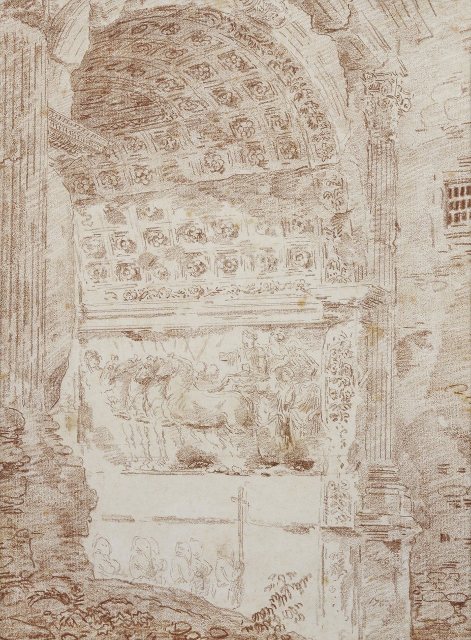 De Triomf van Rome, boog van Titus door Hubert Robert