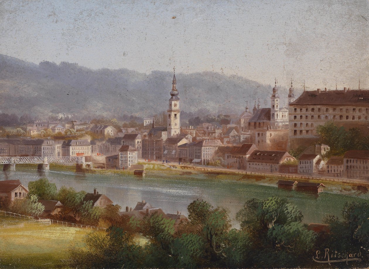 Uitzicht op Linz door Hubert Sattler