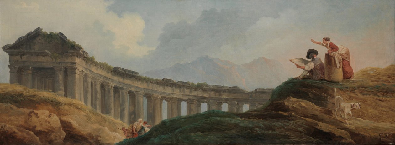 Een Colonnade in Ruïnes door Hubert Robert