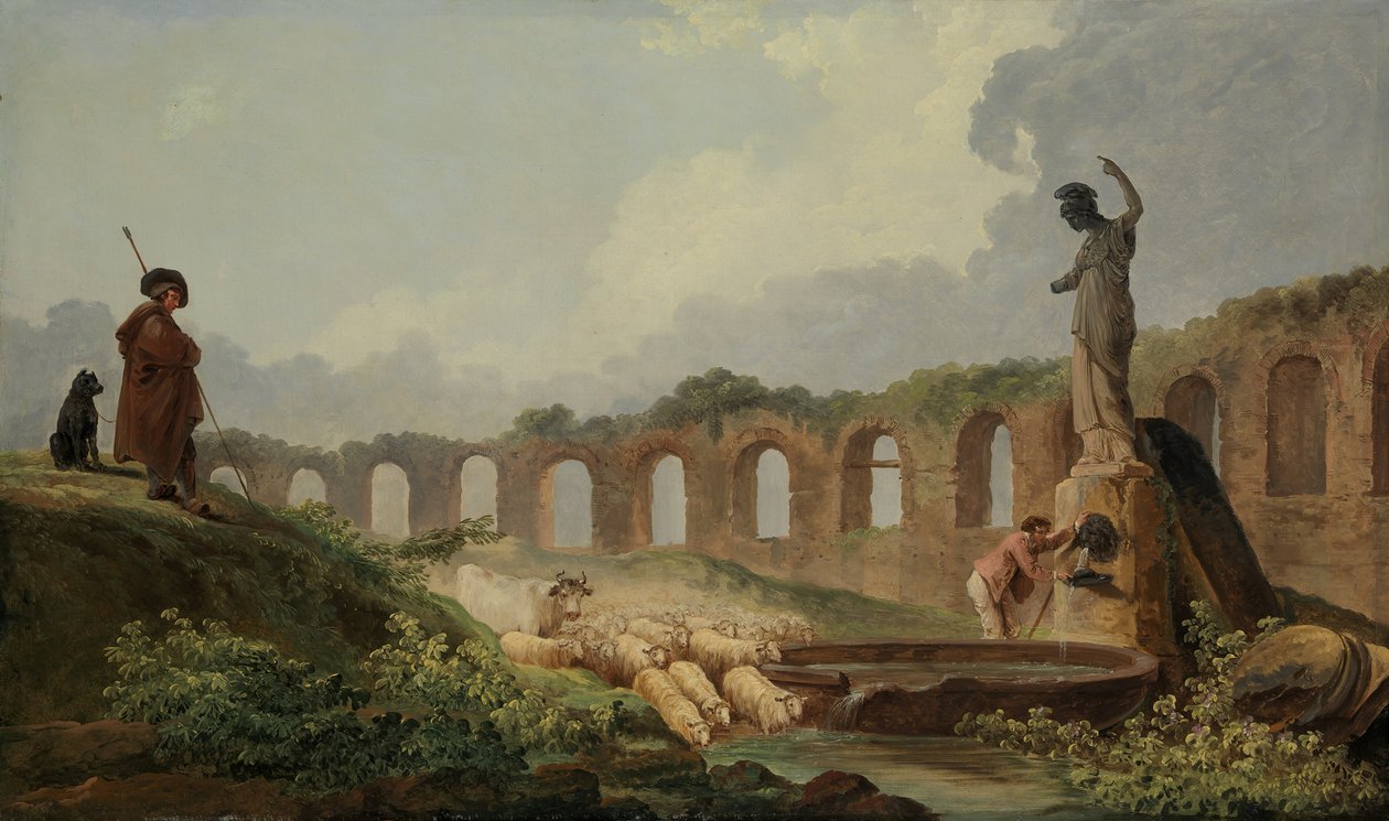 Aquaduct in ruïnes door Hubert Robert