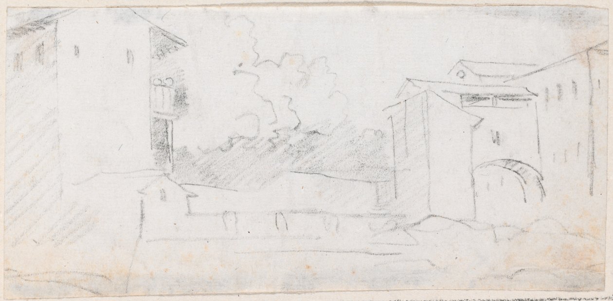 Italiaanse stadsscène door Hubert Robert