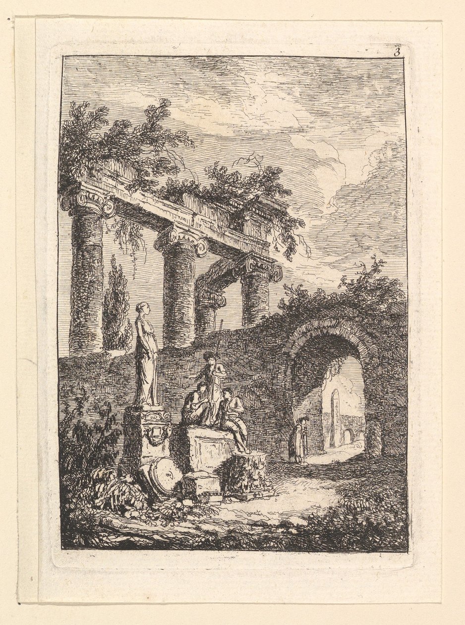 Het Standbeeld voor de Ruïnes, n.d. door Hubert Robert