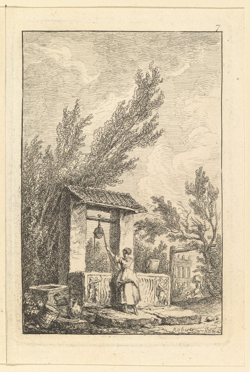 Le Puits door Hubert Robert