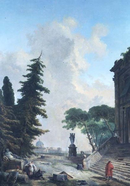 Terras van een Romeins Paleis door Hubert Robert