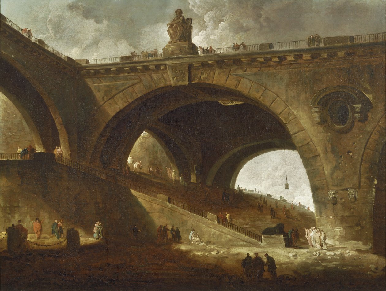 De Oude Brug door Hubert Robert