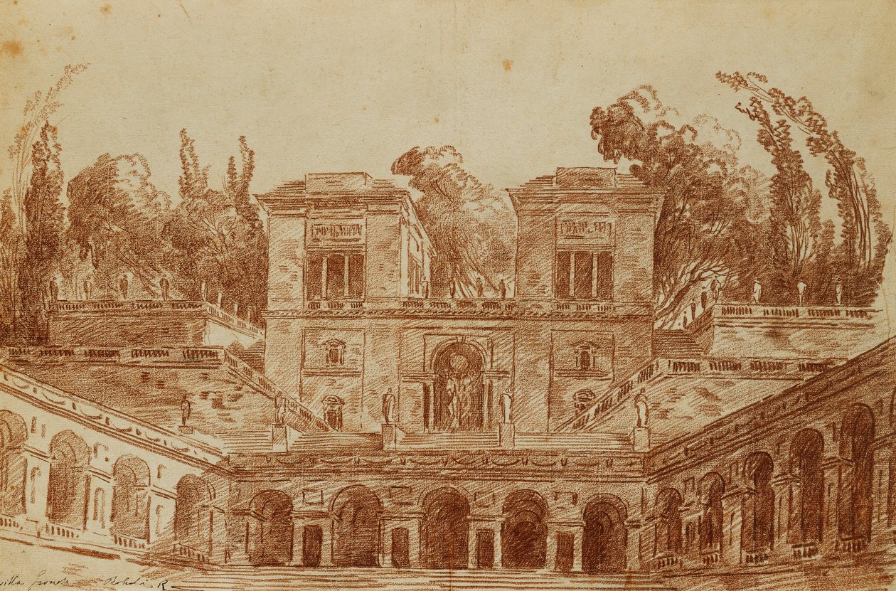 De Villa Farnese, Rome door Hubert Robert