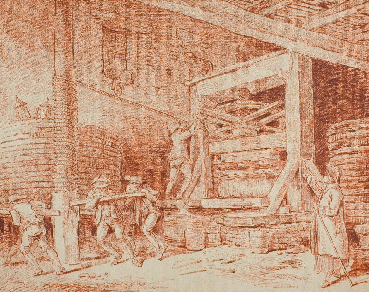 Wijnpers door Hubert Robert