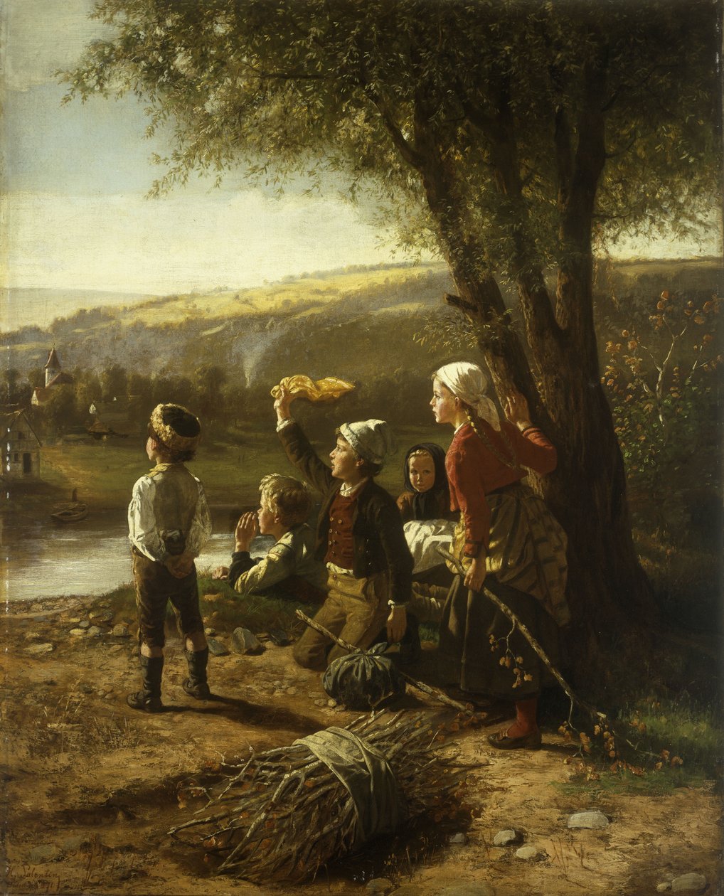 Roepen voor de veerboot, 1871 door Hubert Salentin