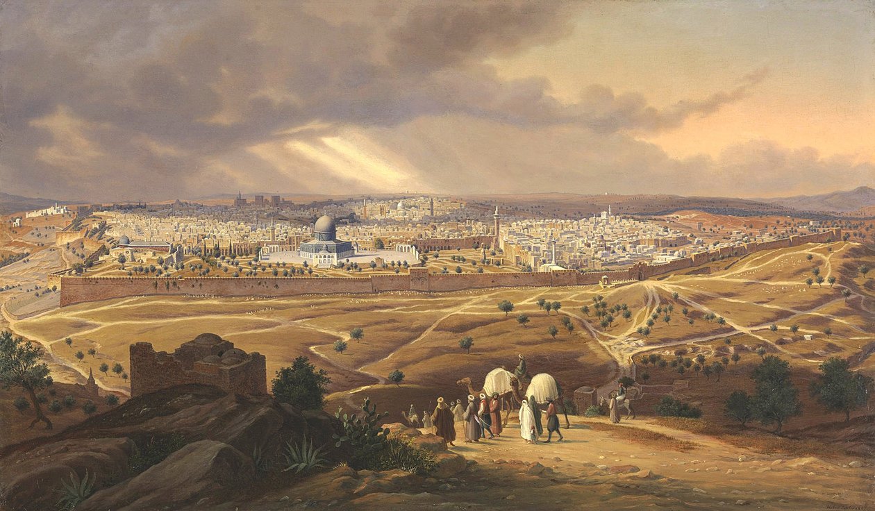 Uitzicht op Jeruzalem, 1847 door Hubert Sattler