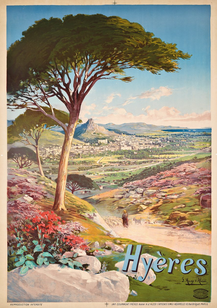 Poster die Hyeres, Frankrijk, adverteert, 1900 door Hugo d Alesi