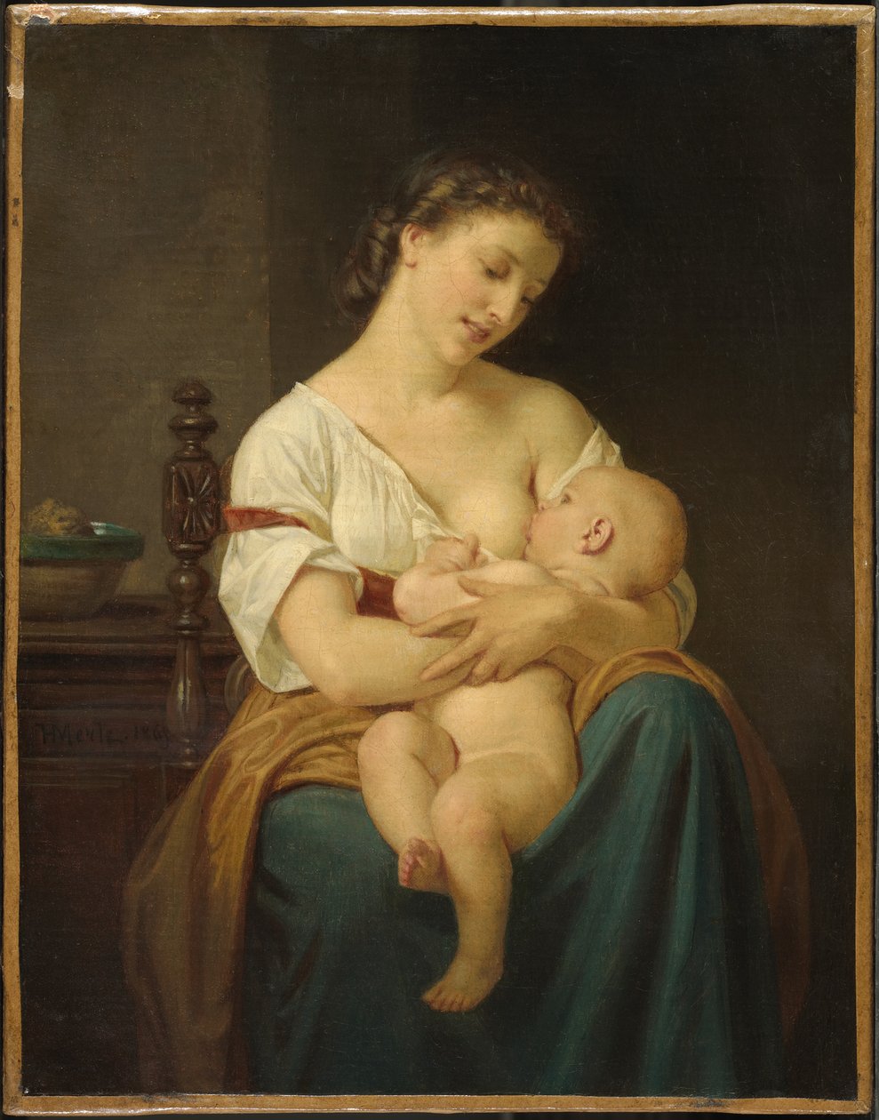Moeder en kind, ca. 1869 door Hugues Merle