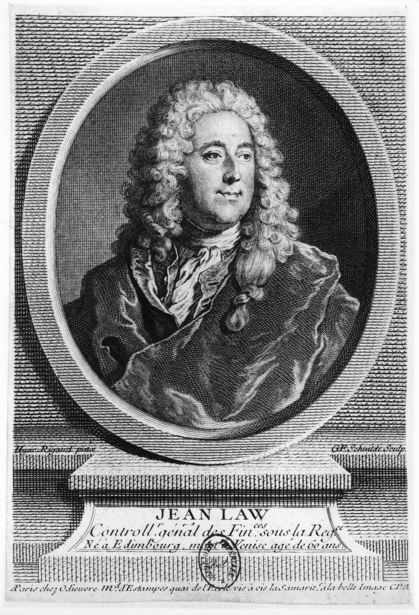 John Law (1671-1729) door Hyacinthe Francois Rigaud