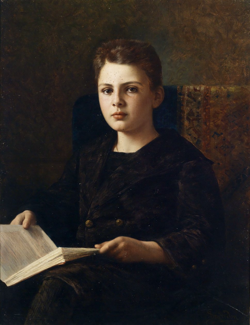 Portret van de jonge Oskar von Fraenkel door Ignace Spiridon