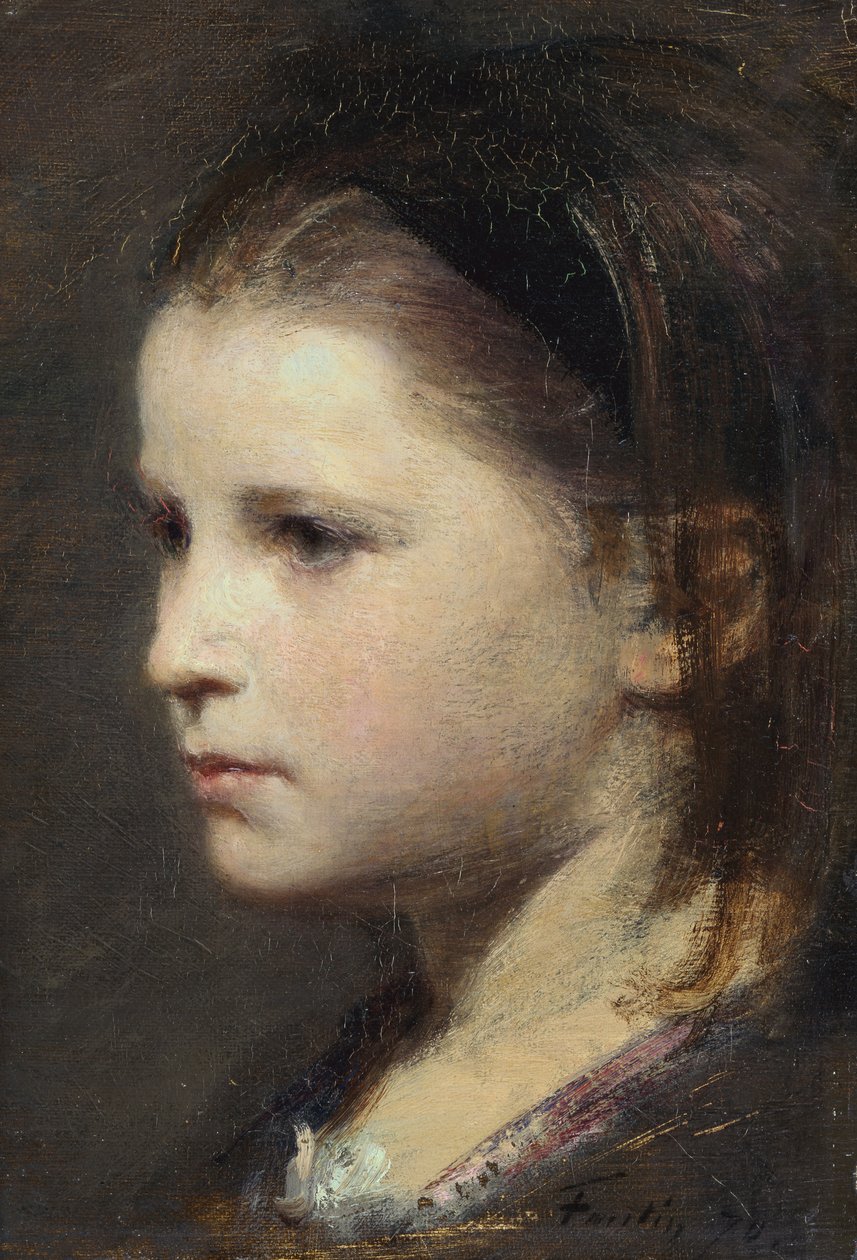 Hoofd van een jong meisje door Ignace Henri Jean Fantin Latour